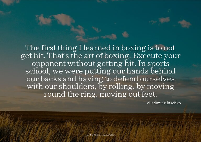 The first thing I learned in boxing is to not get hit.