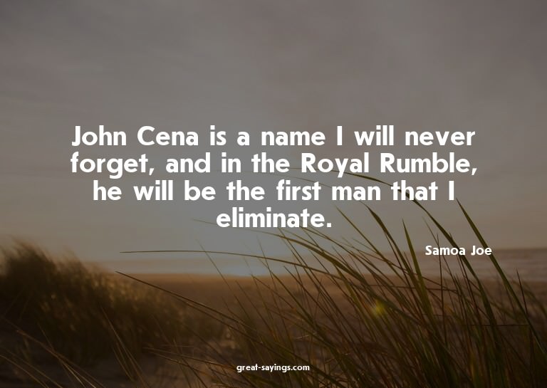 John Cena is a name I will never forget, and in the Roy