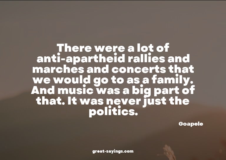There were a lot of anti-apartheid rallies and marches