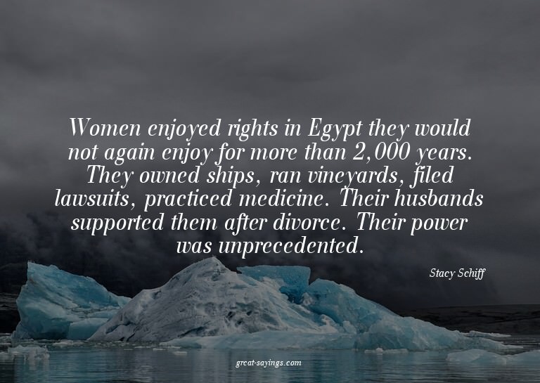 Women enjoyed rights in Egypt they would not again enjo