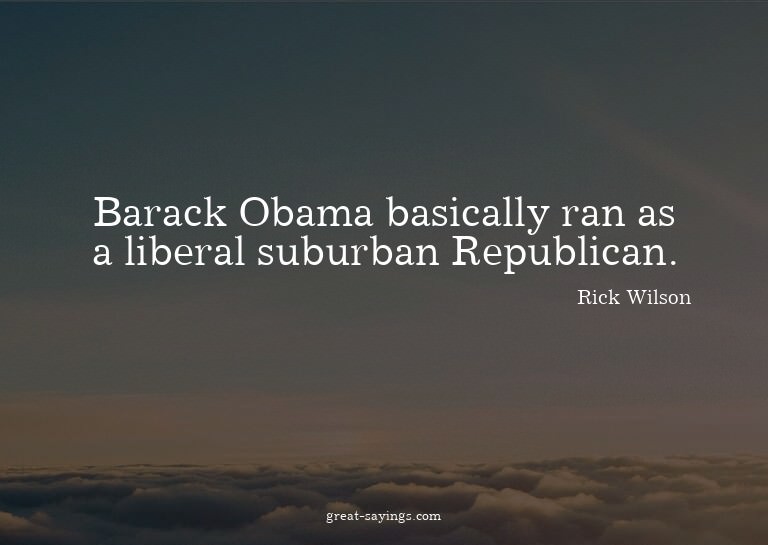 Barack Obama basically ran as a liberal suburban Republ