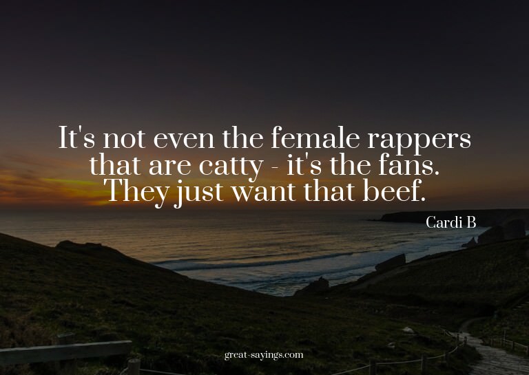 It's not even the female rappers that are catty - it's