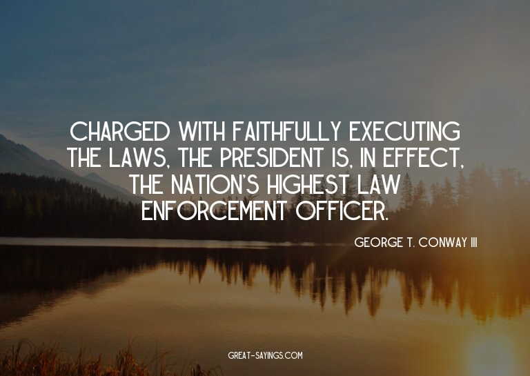 Charged with faithfully executing the laws, the preside
