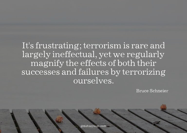 It's frustrating; terrorism is rare and largely ineffec