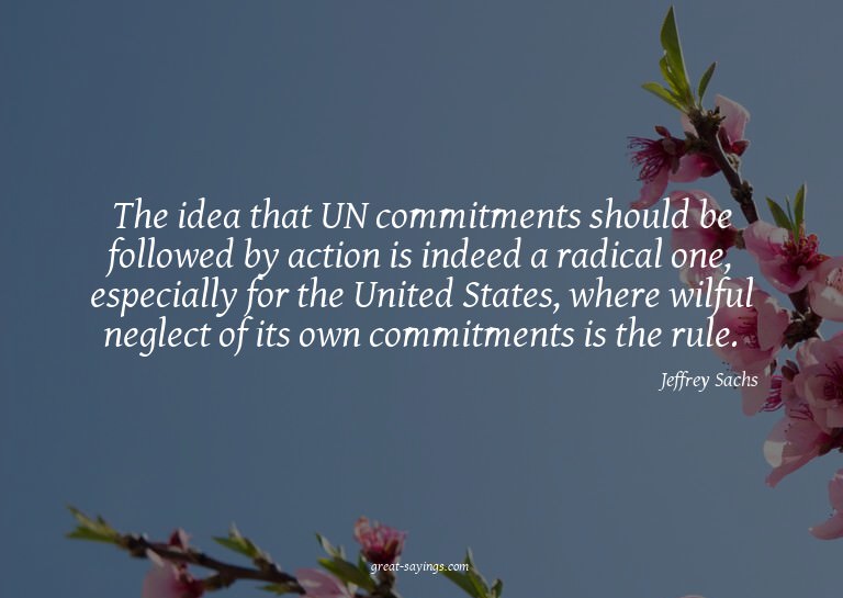 The idea that UN commitments should be followed by acti