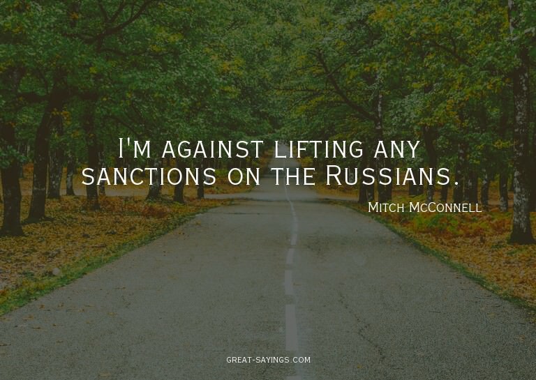 I'm against lifting any sanctions on the Russians.

