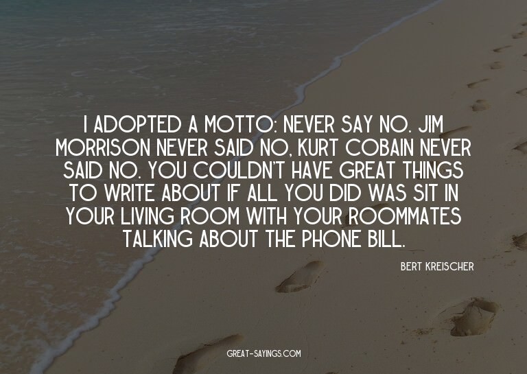I adopted a motto: Never say no. Jim Morrison never sai
