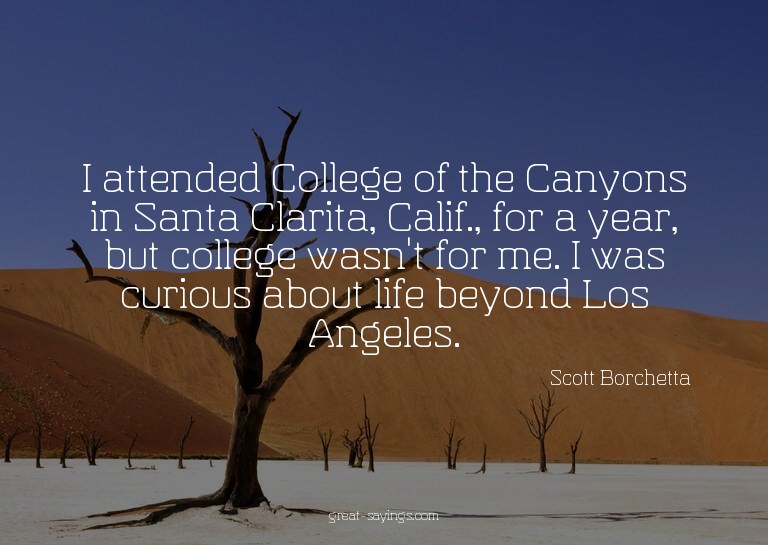 I attended College of the Canyons in Santa Clarita, Cal