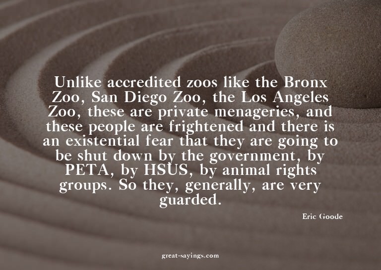 Unlike accredited zoos like the Bronx Zoo, San Diego Zo