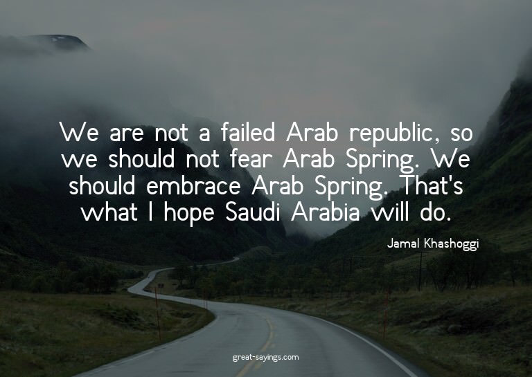 We are not a failed Arab republic, so we should not fea