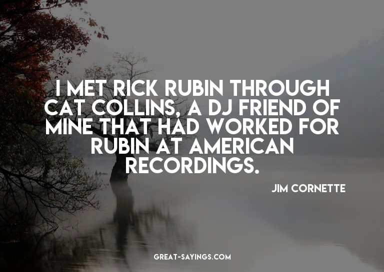 I met Rick Rubin through Cat Collins, a DJ friend of mi