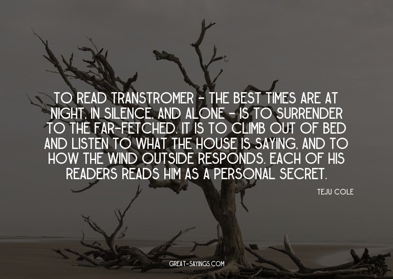 To read Transtromer - the best times are at night, in s