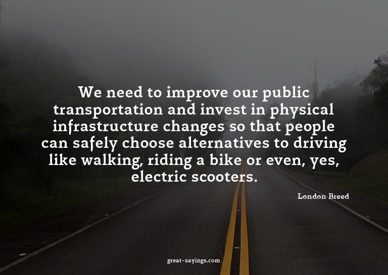 We need to improve our public transportation and invest