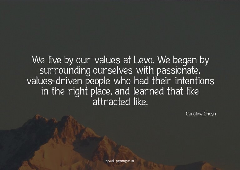We live by our values at Levo. We began by surrounding