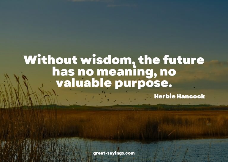 Without wisdom, the future has no meaning, no valuable