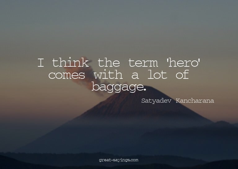 I think the term 'hero' comes with a lot of baggage.

