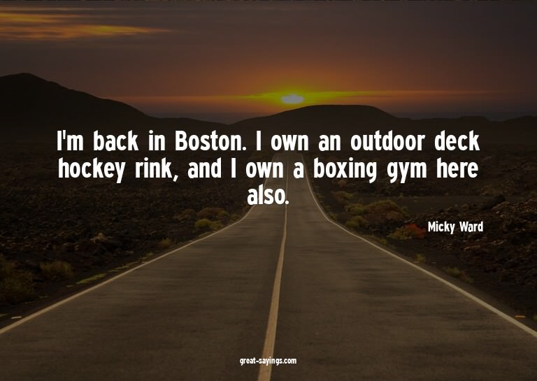 I'm back in Boston. I own an outdoor deck hockey rink,