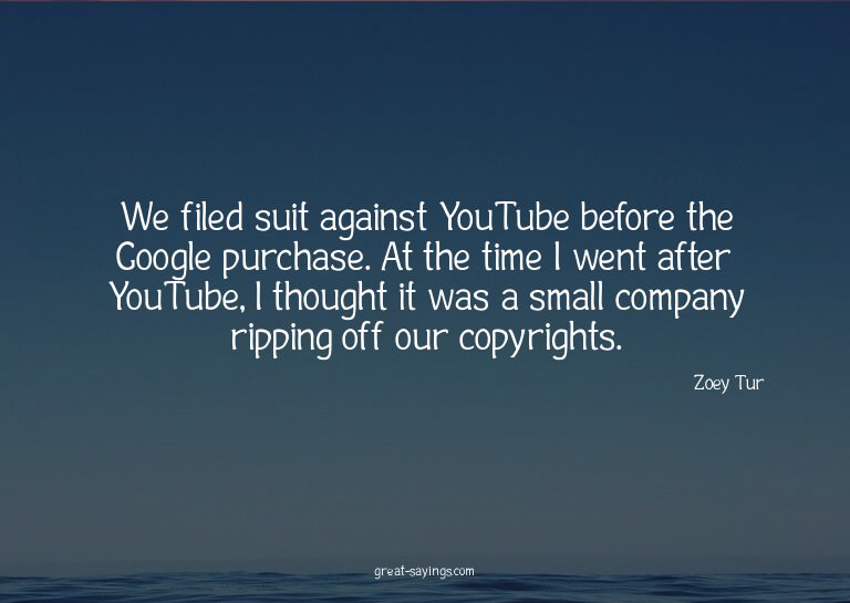 We filed suit against YouTube before the Google purchas