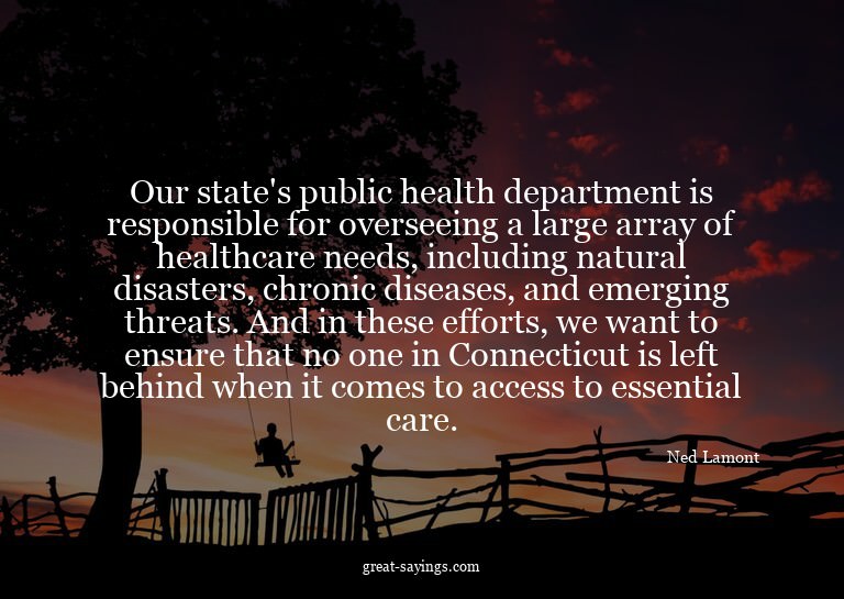 Our state's public health department is responsible for