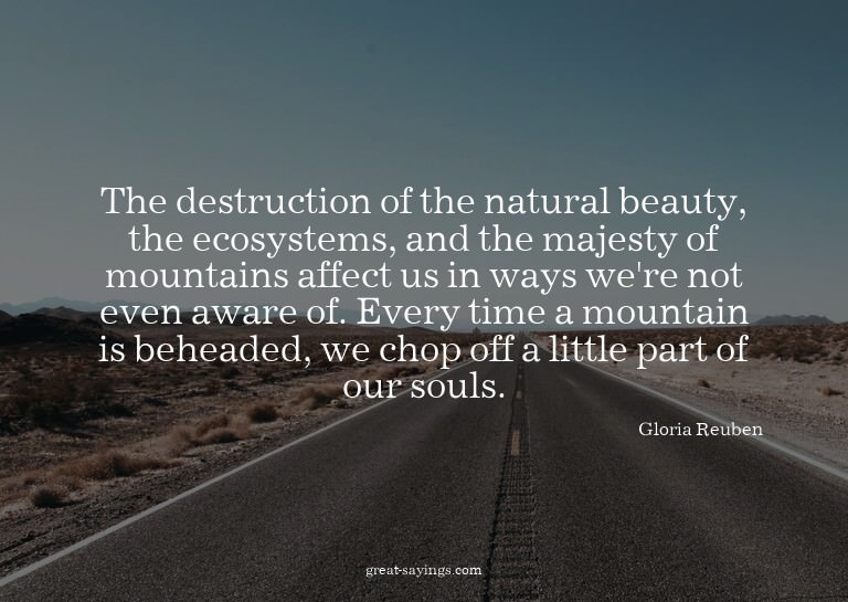 The destruction of the natural beauty, the ecosystems,