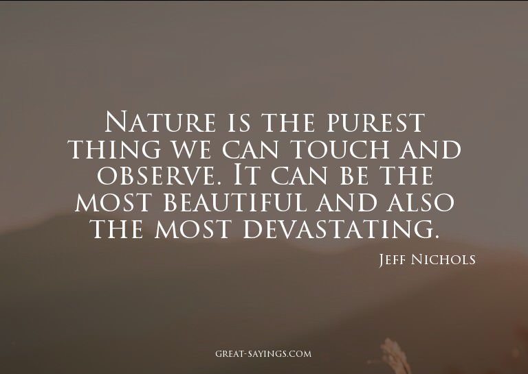 Nature is the purest thing we can touch and observe. It