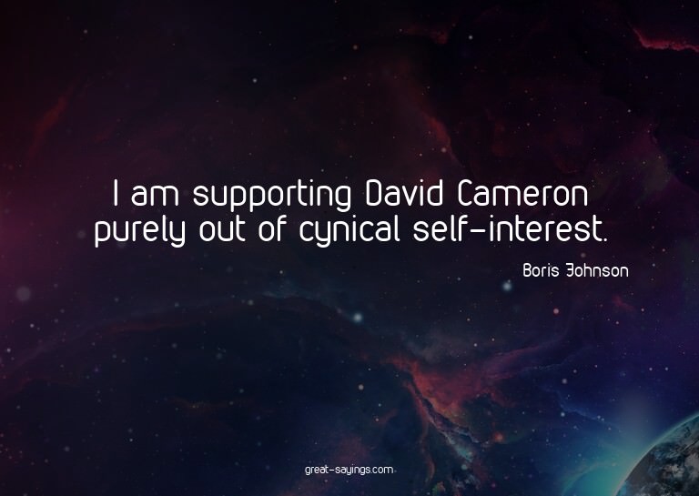 I am supporting David Cameron purely out of cynical sel