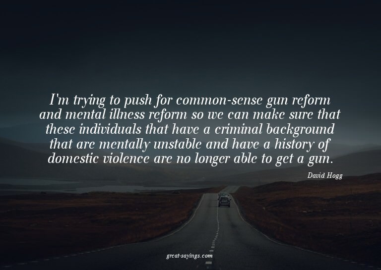 I'm trying to push for common-sense gun reform and ment