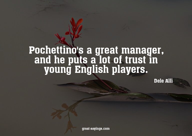 Pochettino's a great manager, and he puts a lot of trus