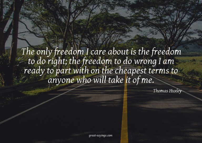The only freedom I care about is the freedom to do righ