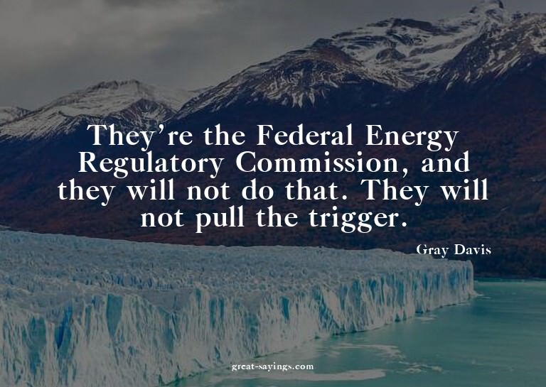 They're the Federal Energy Regulatory Commission, and t