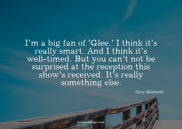 I'm a big fan of 'Glee.' I think it's really smart. And