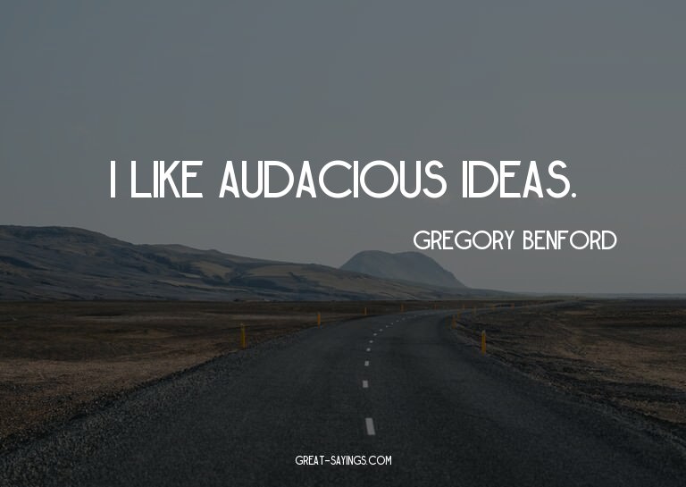 I like audacious ideas.


