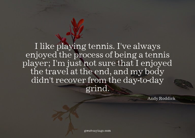 I like playing tennis. I've always enjoyed the process