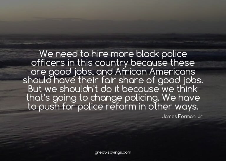 We need to hire more black police officers in this coun