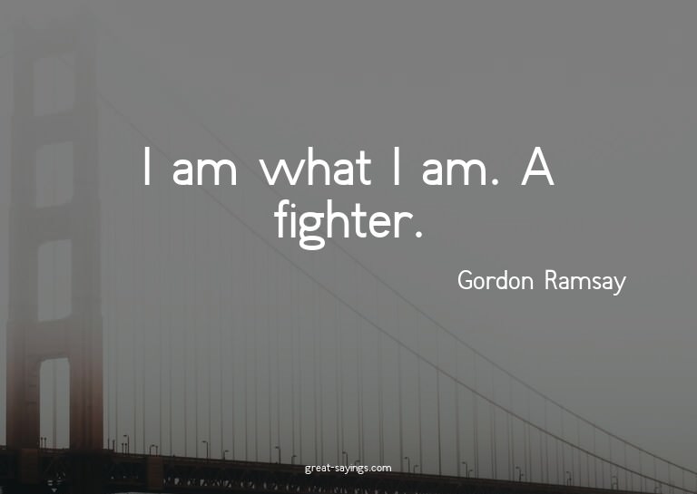 I am what I am. A fighter.

