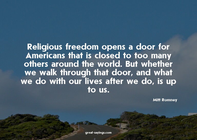 Religious freedom opens a door for Americans that is cl