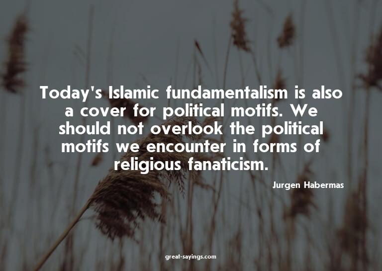 Today's Islamic fundamentalism is also a cover for poli