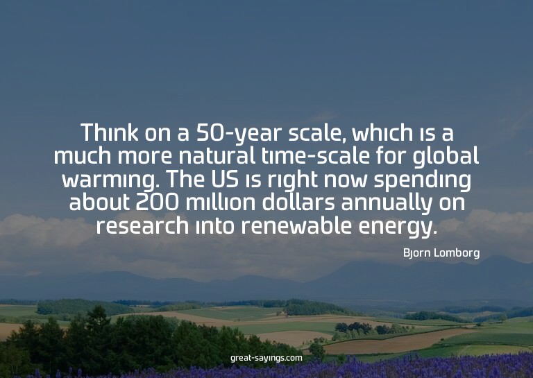 Think on a 50-year scale, which is a much more natural
