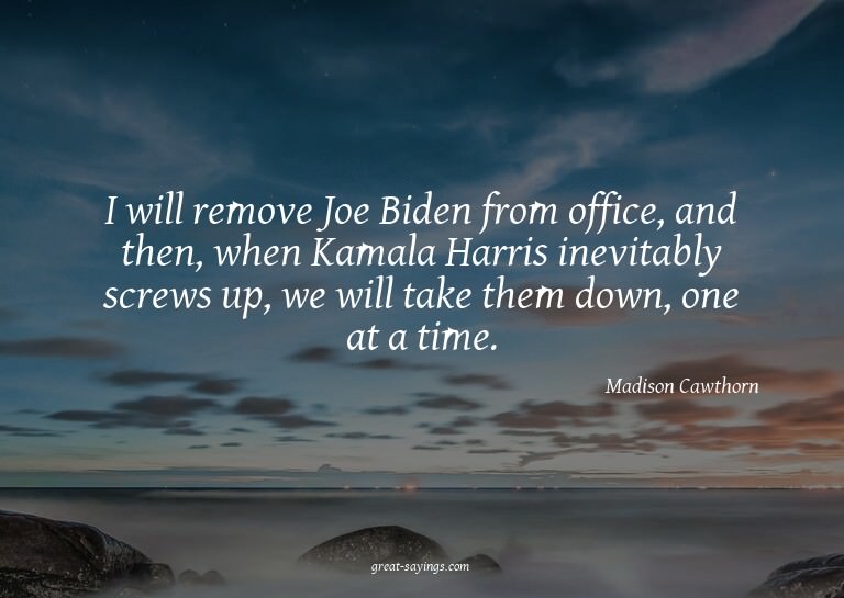I will remove Joe Biden from office, and then, when Kam