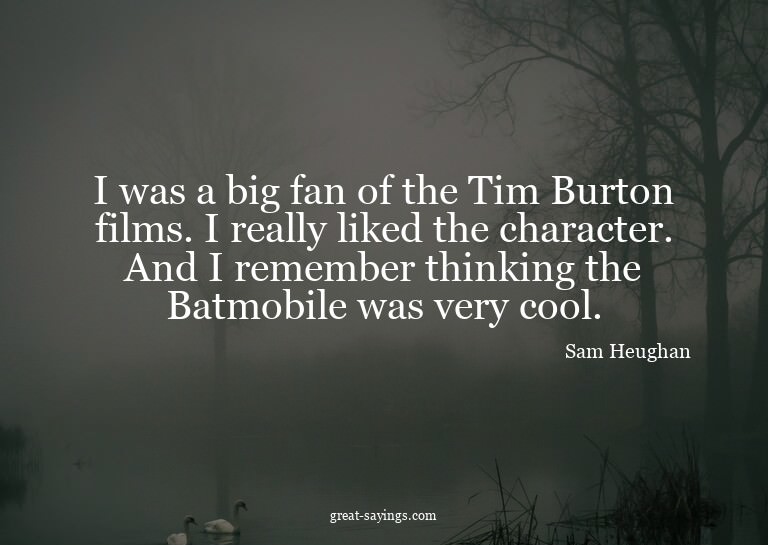 I was a big fan of the Tim Burton films. I really liked
