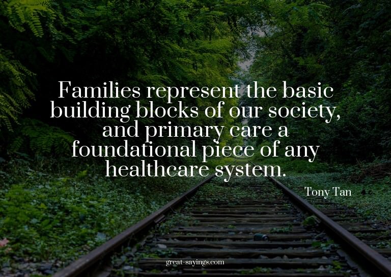 Families represent the basic building blocks of our soc