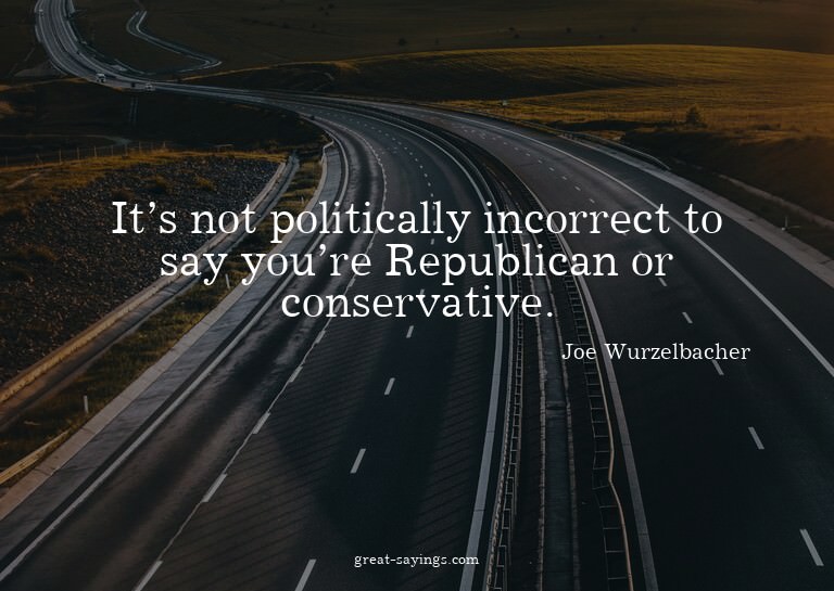 It's not politically incorrect to say you're Republican