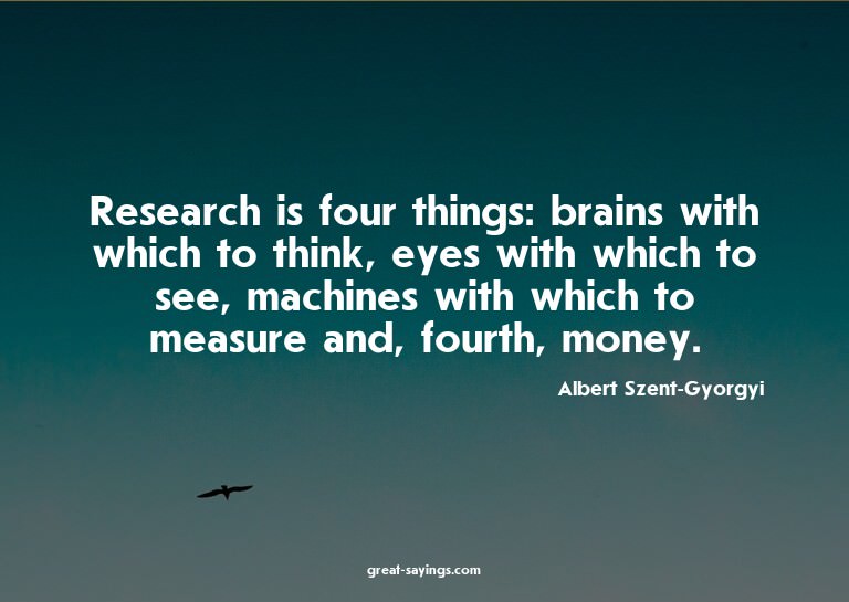 Research is four things: brains with which to think, ey