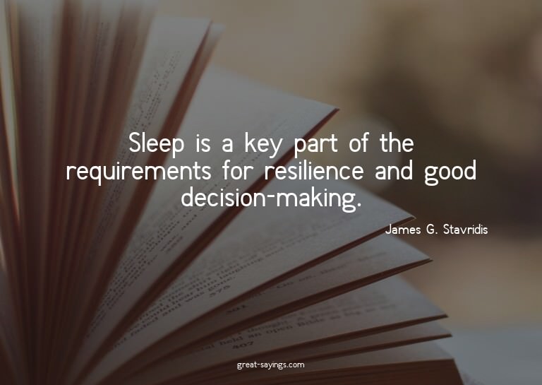 Sleep is a key part of the requirements for resilience