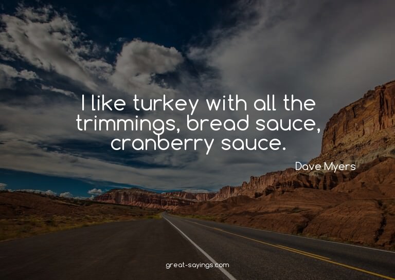 I like turkey with all the trimmings, bread sauce, cran
