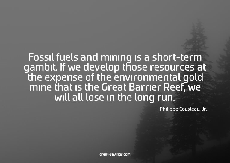 Fossil fuels and mining is a short-term gambit. If we d