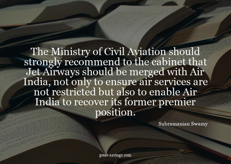The Ministry of Civil Aviation should strongly recommen