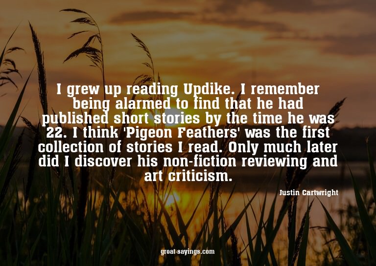 I grew up reading Updike. I remember being alarmed to f
