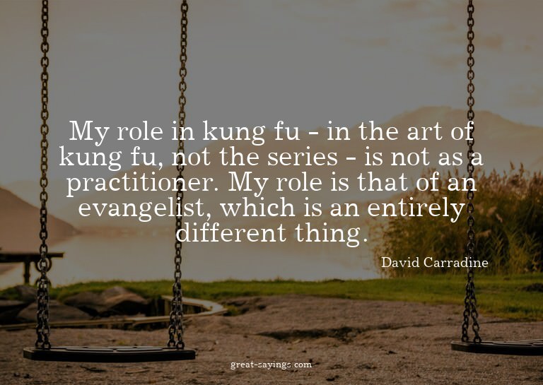 My role in kung fu - in the art of kung fu, not the ser
