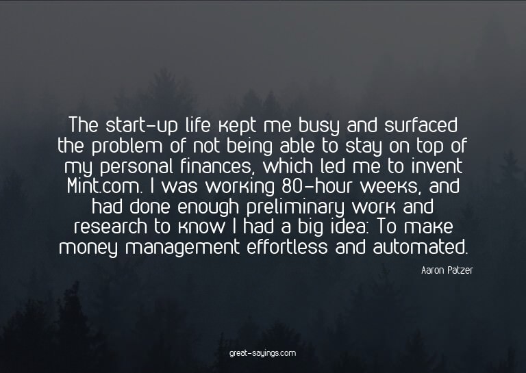 The start-up life kept me busy and surfaced the problem